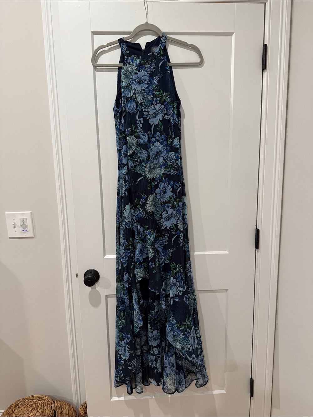 Vince Camuto Navy Floral Halter Maxi Dress